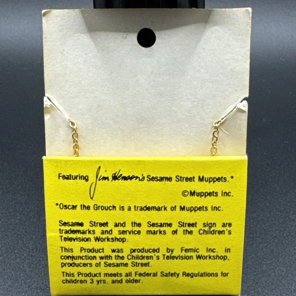Vintage 1980s Oscar The Grouch Pendant Necklace - Sesame‎ Street